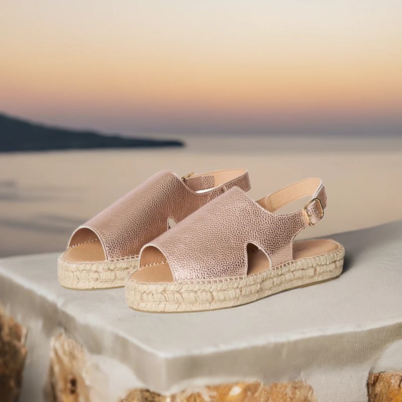 Bonnie - Extra Wide Fit Espadrille - Pink Metallic Leather