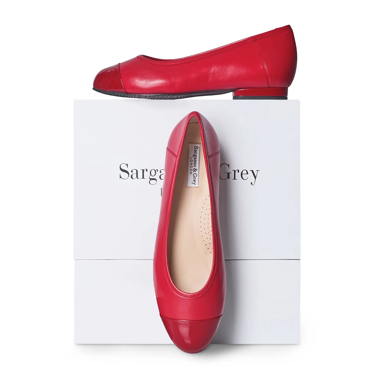 Capella Extra-Wide Fit Flats - Red Leather - UK 6 / EU 39 / Red