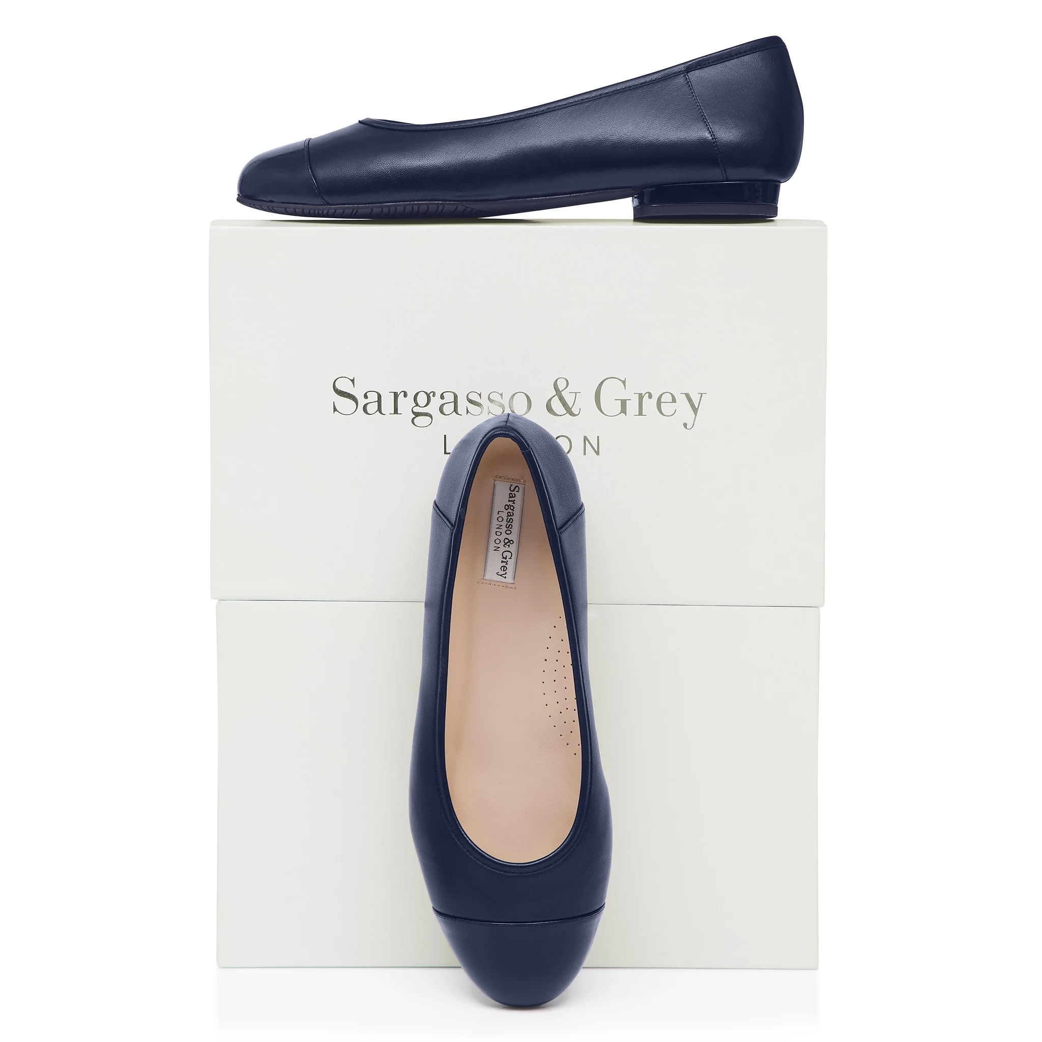Capella Extra-Wide Fit Flats - Navy Leather - UK 6 / EU 39 / Navy