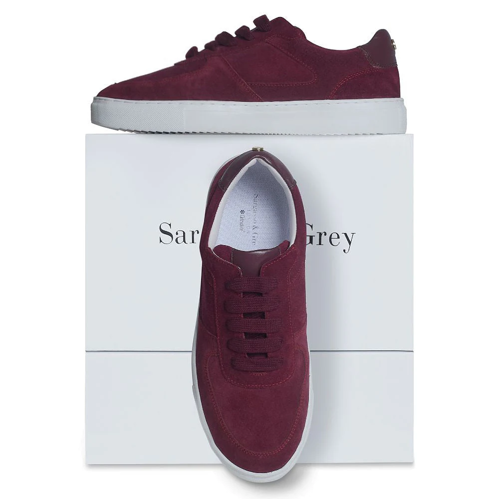 Emma Wide Fit Trainers - Burgundy Suede