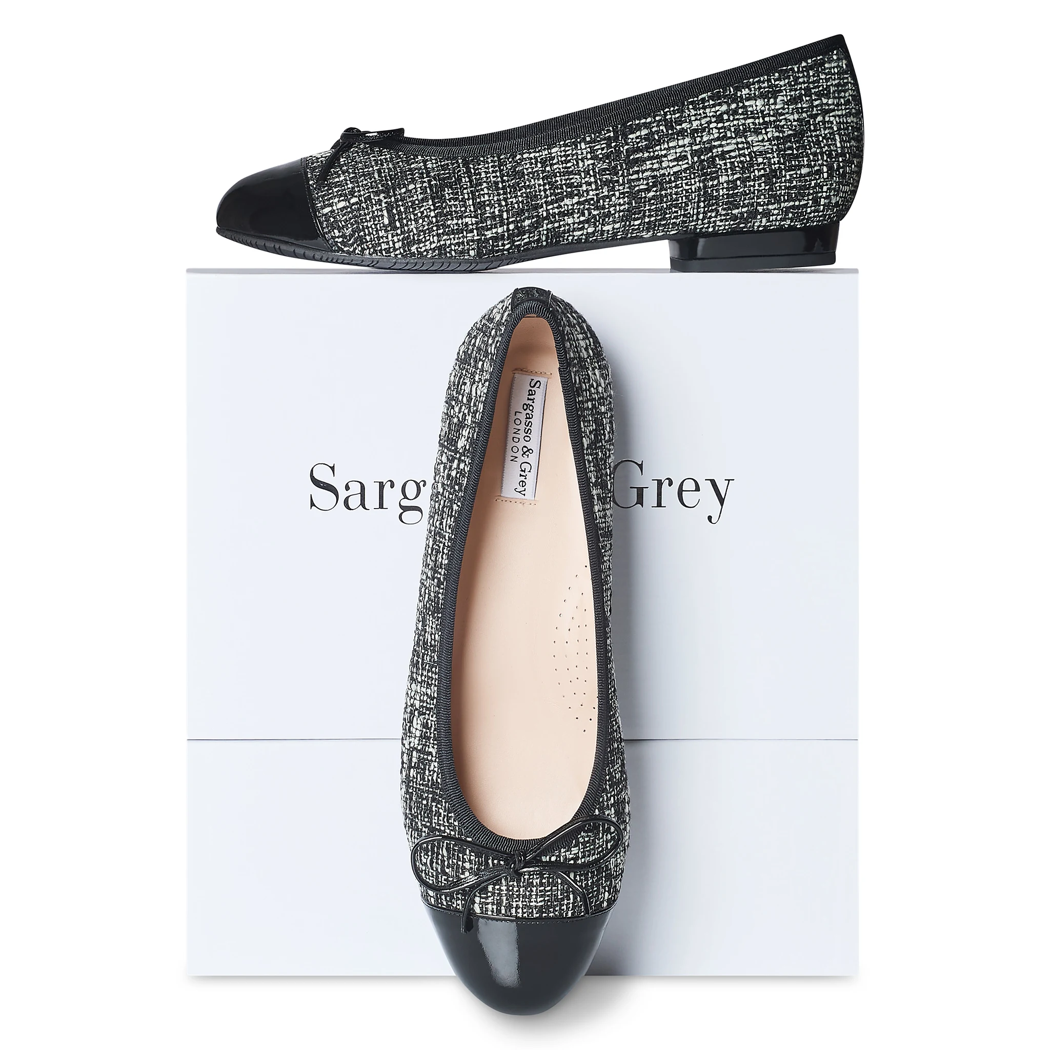 Corrine Extra-Wide Fit Flats - Black Tweed