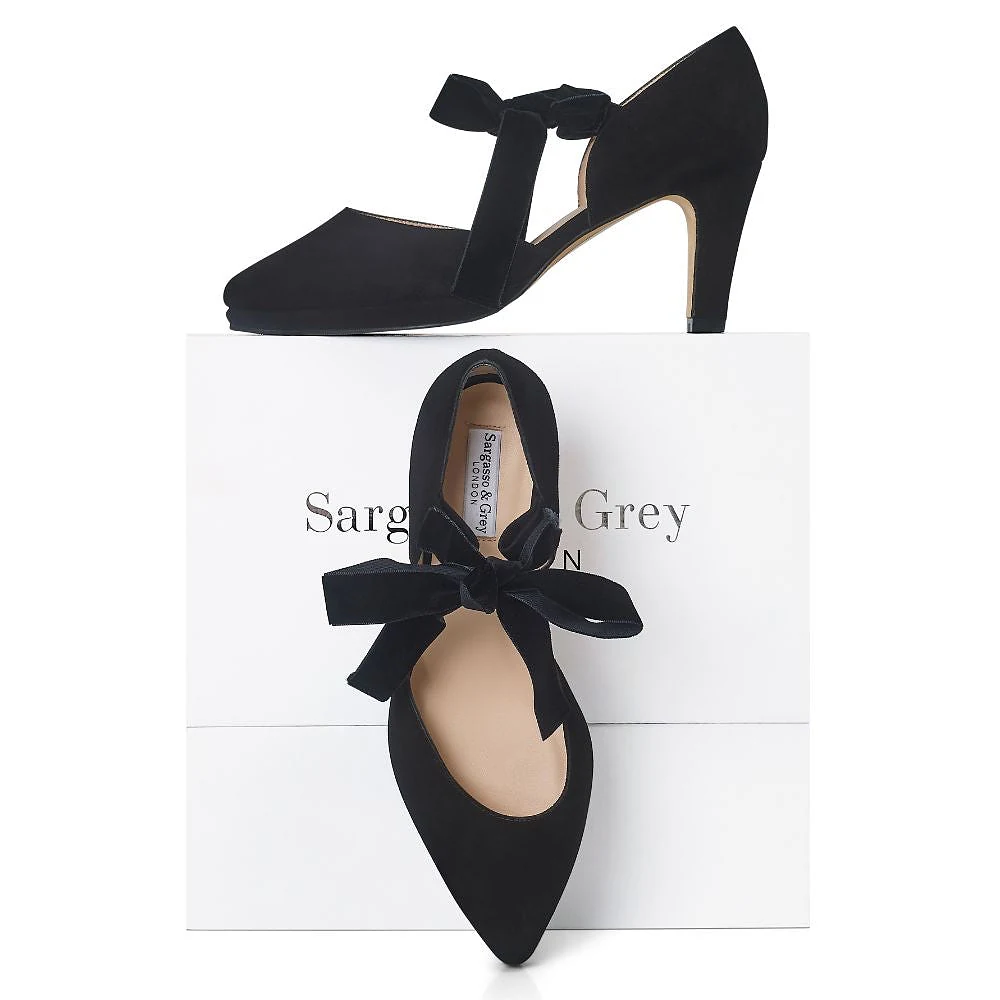 Arya Extra-Wide Fit Platform Heels - Black Suede