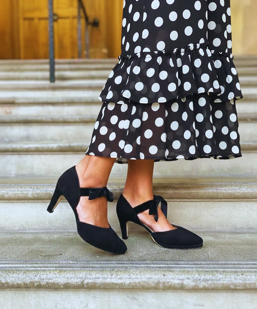 Arya Extra-Wide Fit Platform Heels - Black Suede