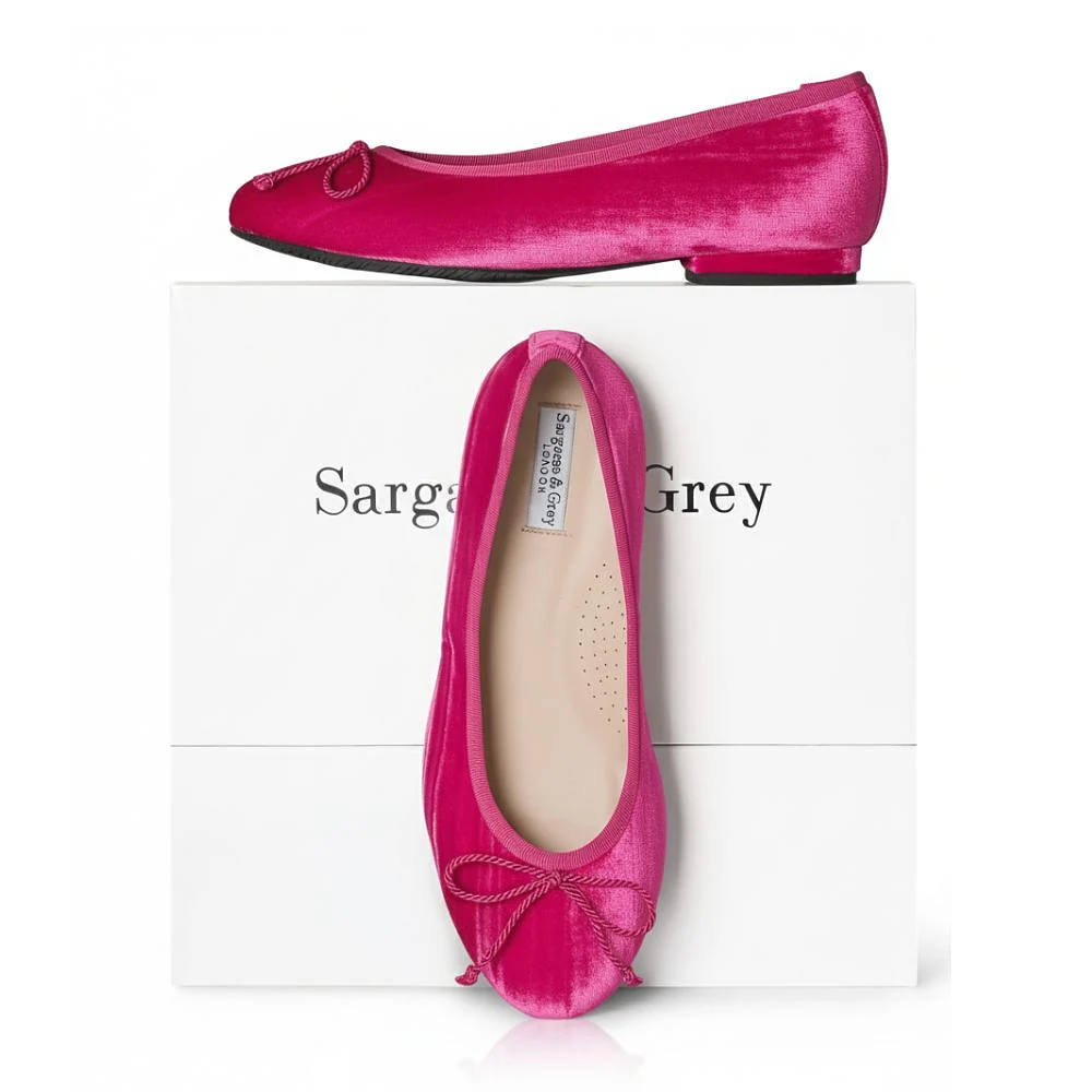 Clara Extra-Wide Fit Flats - Pink Velvet - UK 4 / EU 37 / Pink