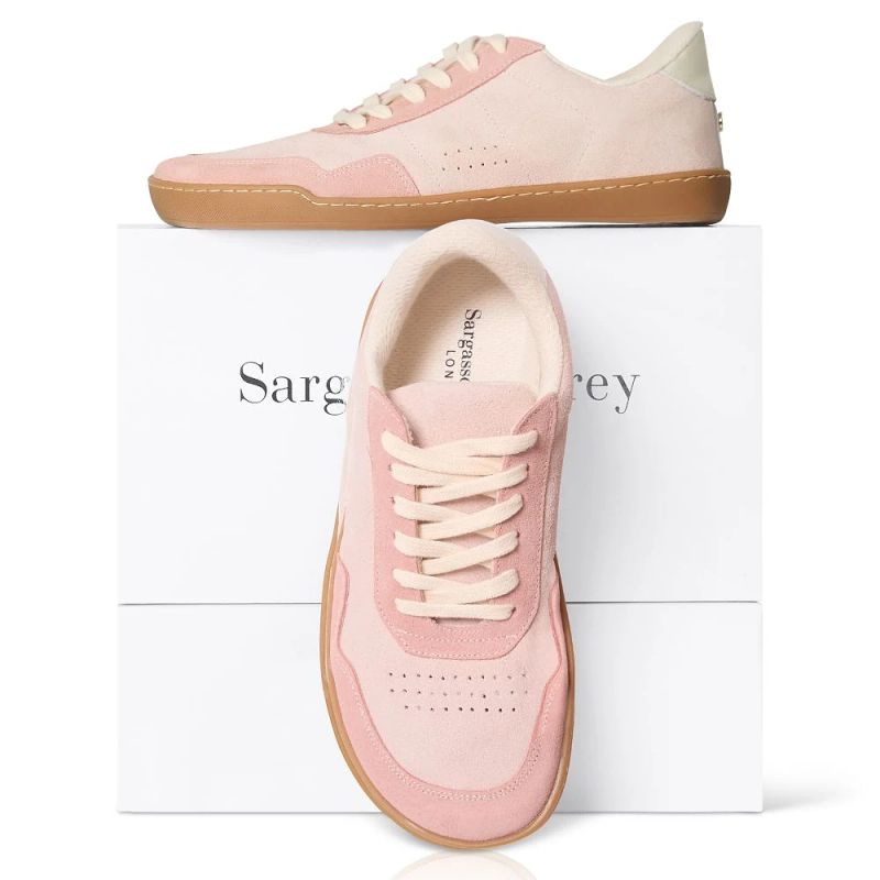 Barefoot Cushion Trainers - Extra-Wide - Light Pink Suede