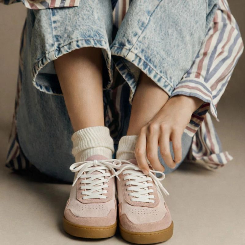 Barefoot Cushion Trainers - Extra-Wide - Light Pink Suede
