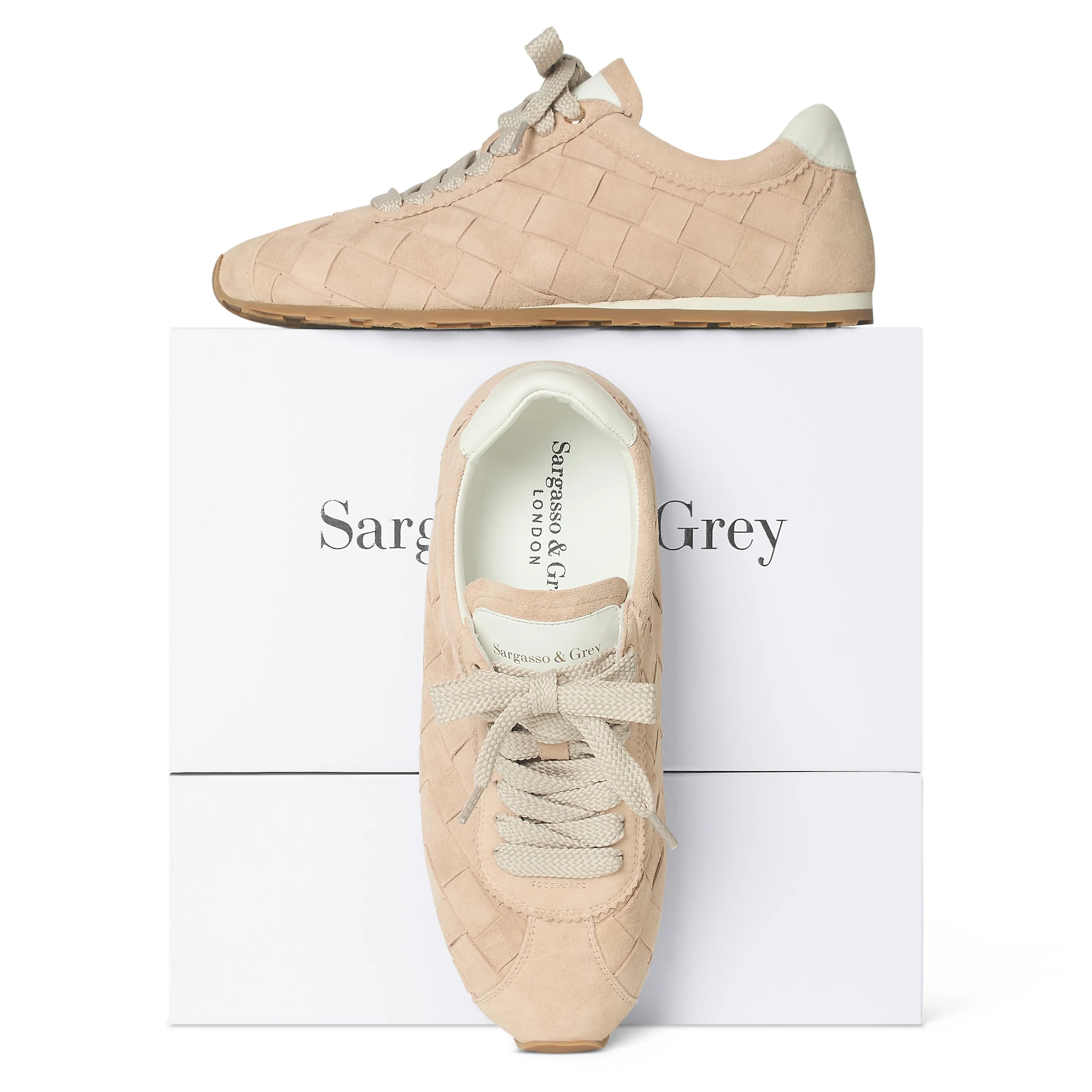 Mali Wide Fit Woven Trainers - Nude Pink Suede