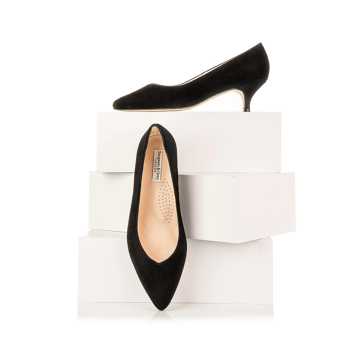 Tilda Extra-Wide Fit Kitten Heels - Black Suede - UK 3.5 / EU 36 / Black
