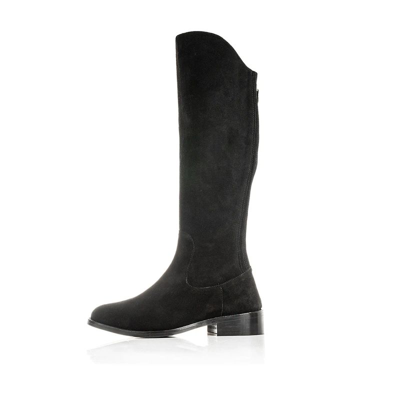 Eddie - Extra-Wide Fit Knee High Boots - Black Nubuck Suede (Standard/Wide Calf) - UK 7.5 / EU 40.5 - CALF UP TO 40cm / EXTRA WIDE EEE FIT / Black