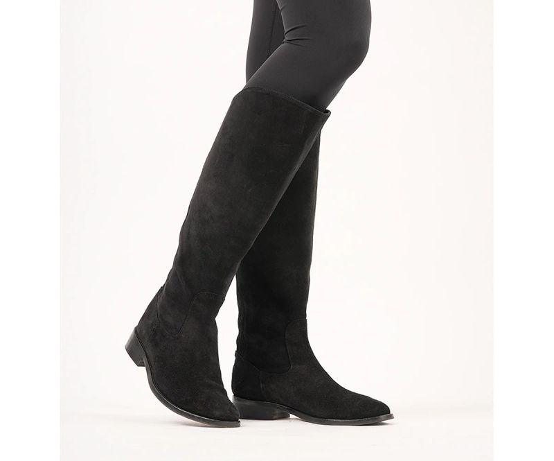 Eddie - Extra-Wide Fit Knee High Boots - Black Nubuck Suede (Standard/Wide Calf) - UK 7.5 / EU 40.5 - CALF UP TO 40cm / EXTRA WIDE EEE FIT / Black