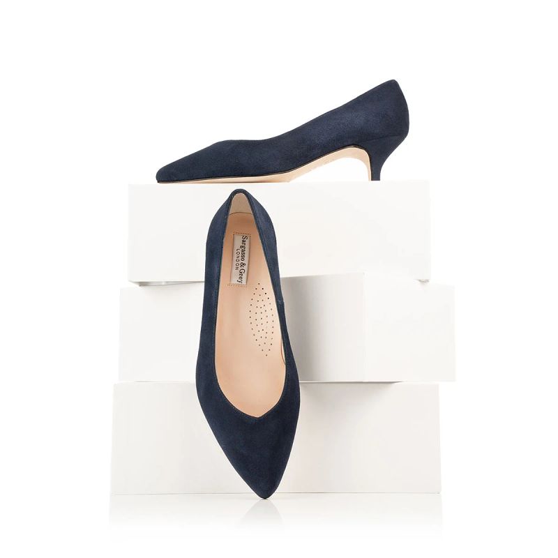 Tilda Extra-Wide Fit Kitten Heels - Navy Suede - UK 5.5 / EU 38.5 / Navy