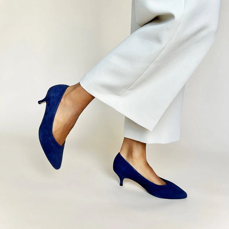 Tilda Extra-Wide Fit Kitten Heels - Navy Suede - UK 5.5 / EU 38.5 / Navy