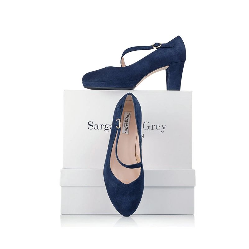 Clare Wide Fit Platform Courts - Navy Suede - UK 8 / EU 41.5 / Navy