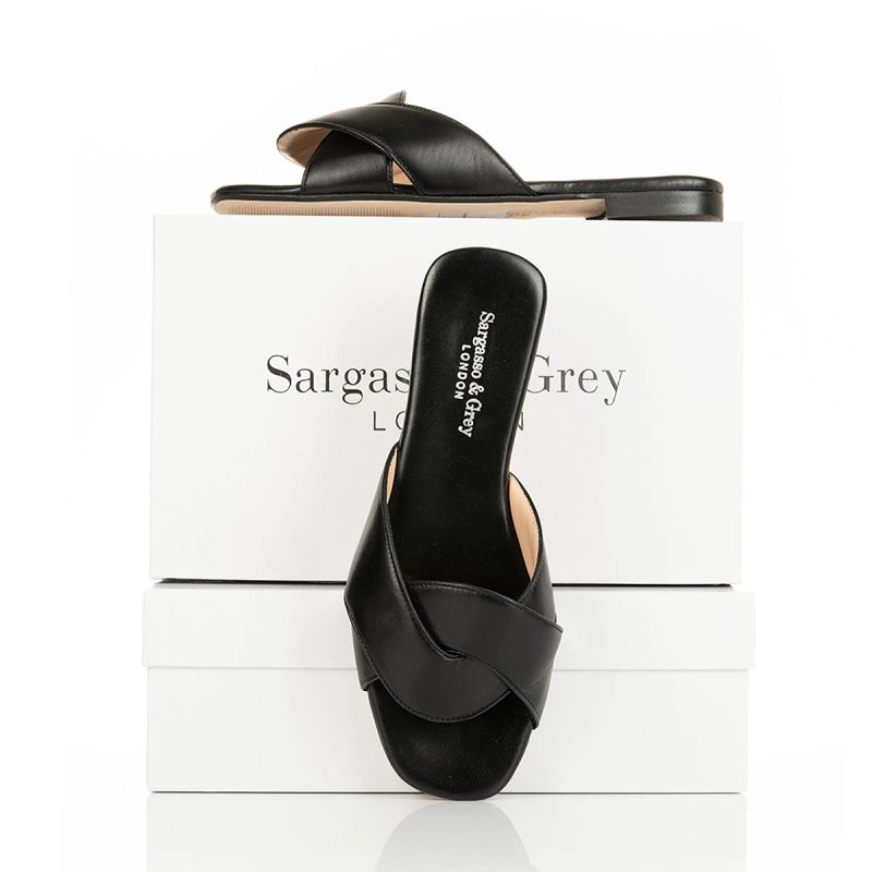 Freya Extra-Wide Fit Sandals - Black Leather - UK 8.5 / EU 42 / Black