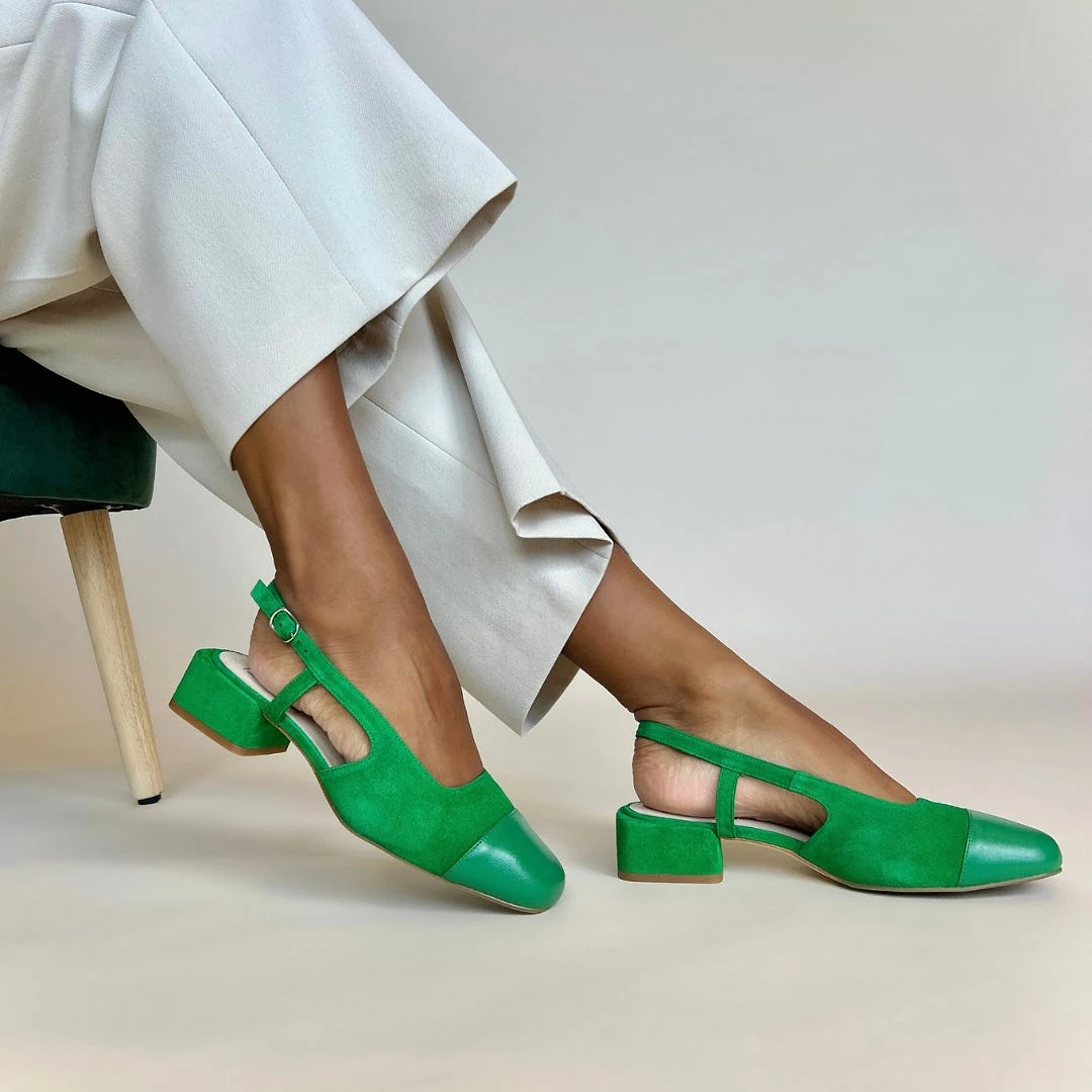 Fern Wide Fit Court - Green Suede - UK 6 / EU 39 / Green