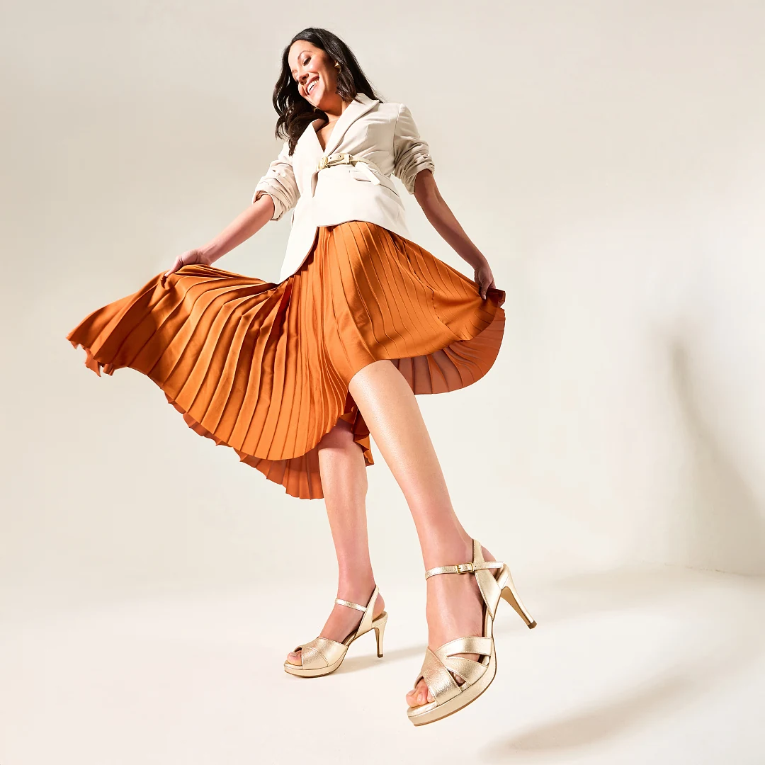 Emily - Champagne Leather Heeled Sandals