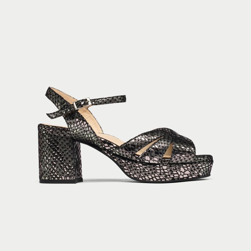 Gracie - Metallic Snake Block Heels - UK 8 / EU 41
