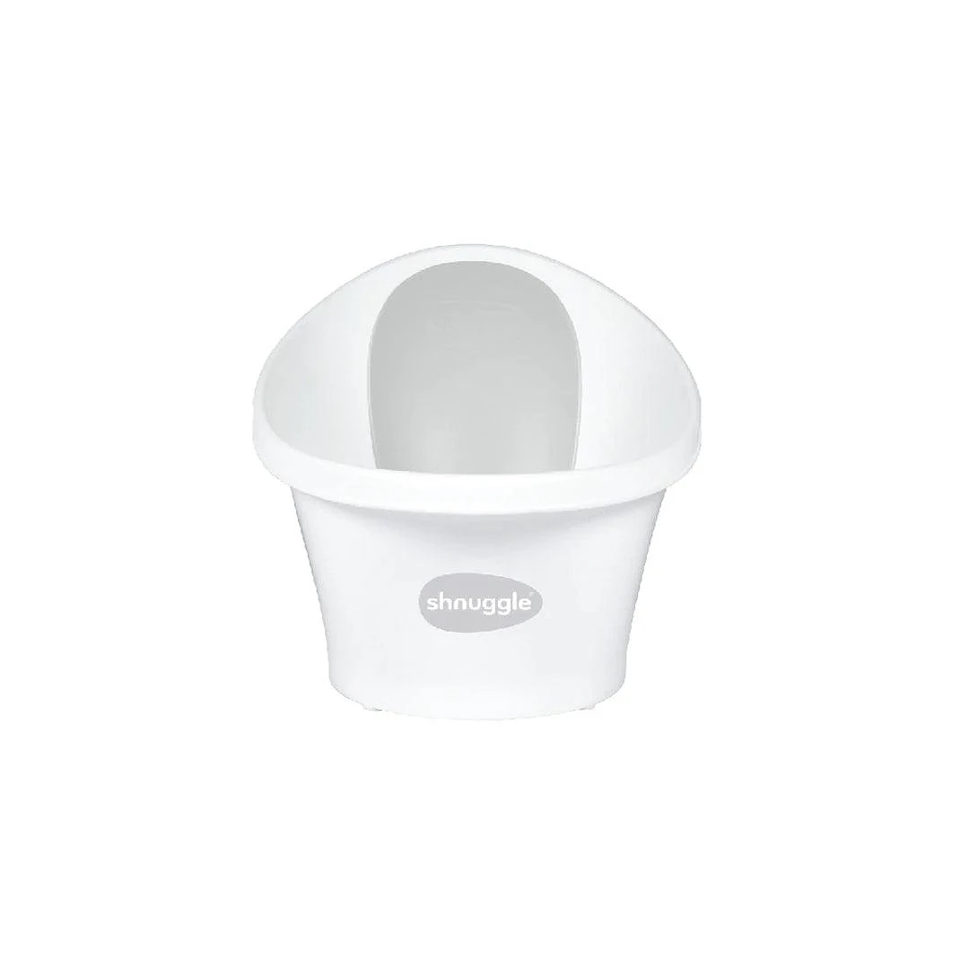 Shnuggle Baby Bath + Plug - White + Grey Backrest