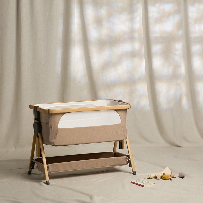 Silver Cross Lunar Bedside Crib - Oatmeal
