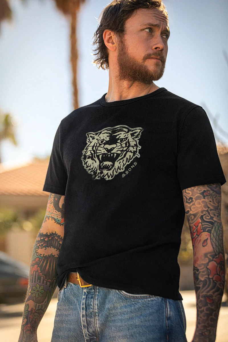 &SONS Tiger Head T-Shirt Black - L