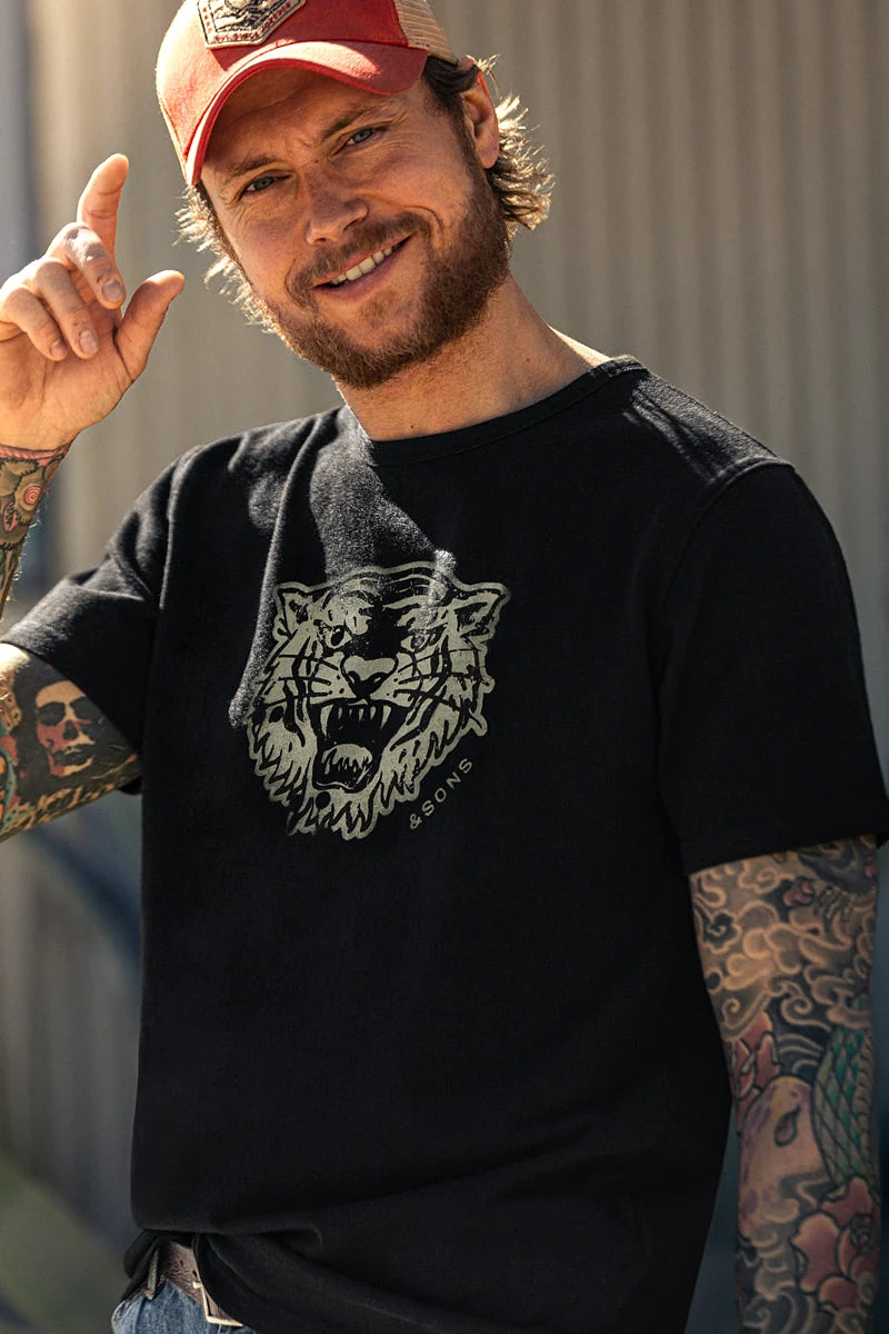 &SONS Tiger Head T-Shirt Black - L