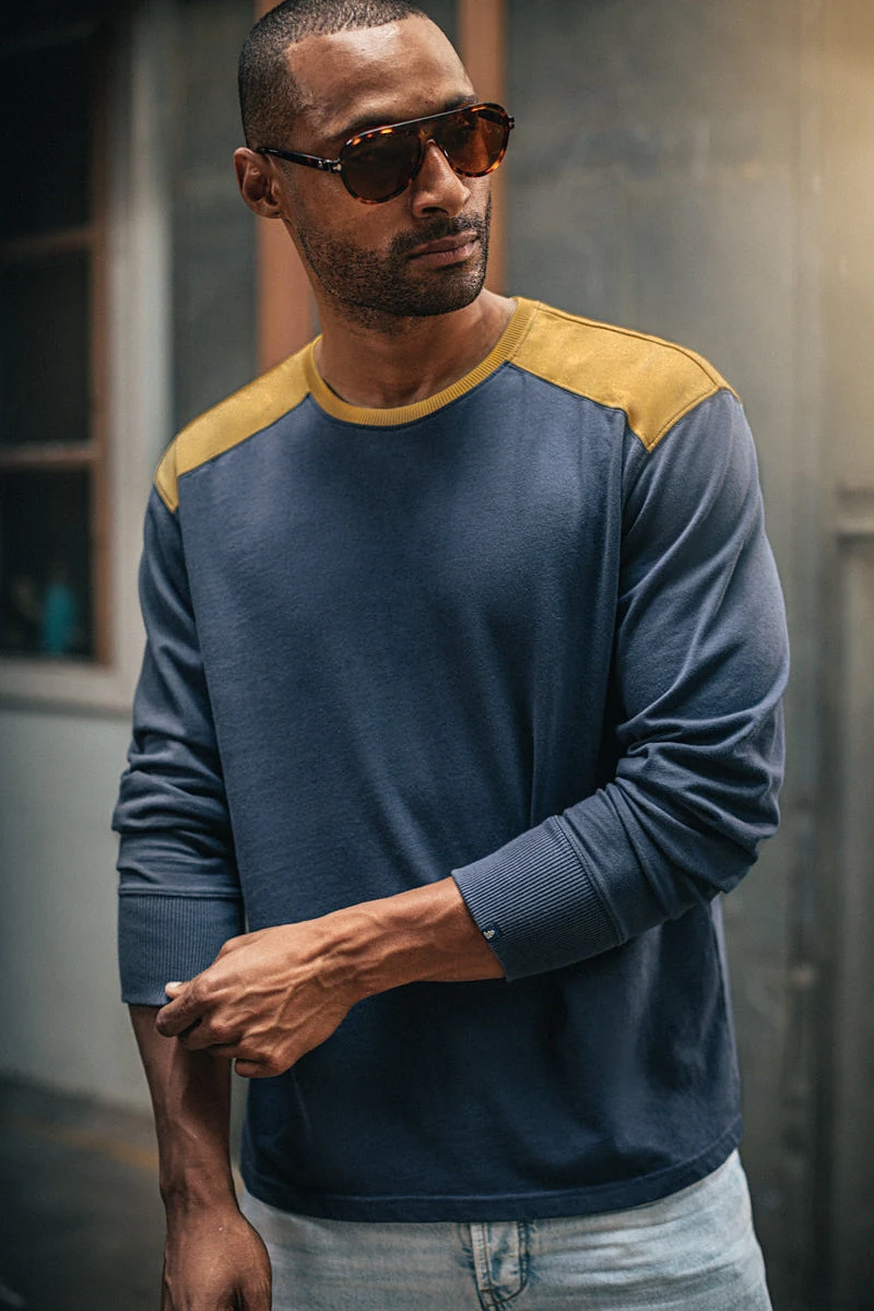 Freeland Long Sleeve T-Shirt Navy/Yellow - L