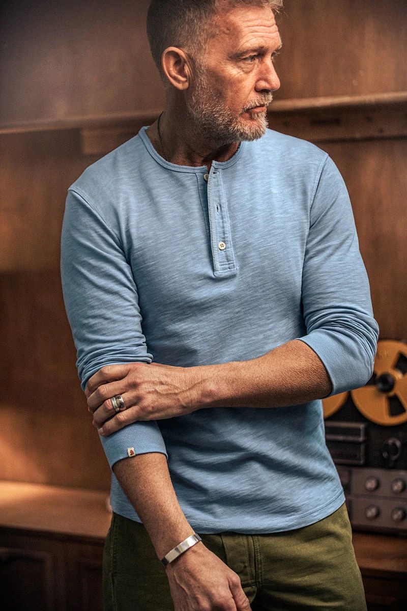 Nimbus Raw Collar Henley Blue - XL
