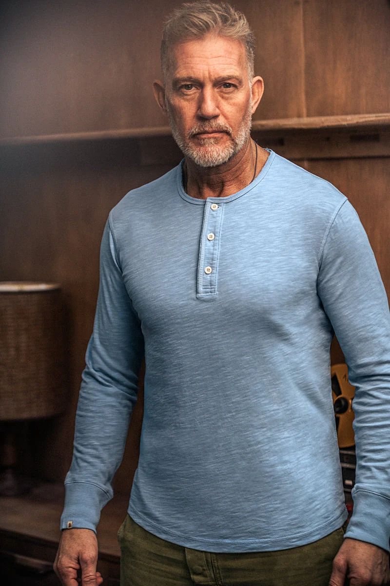 Nimbus Raw Collar Henley Blue - XL