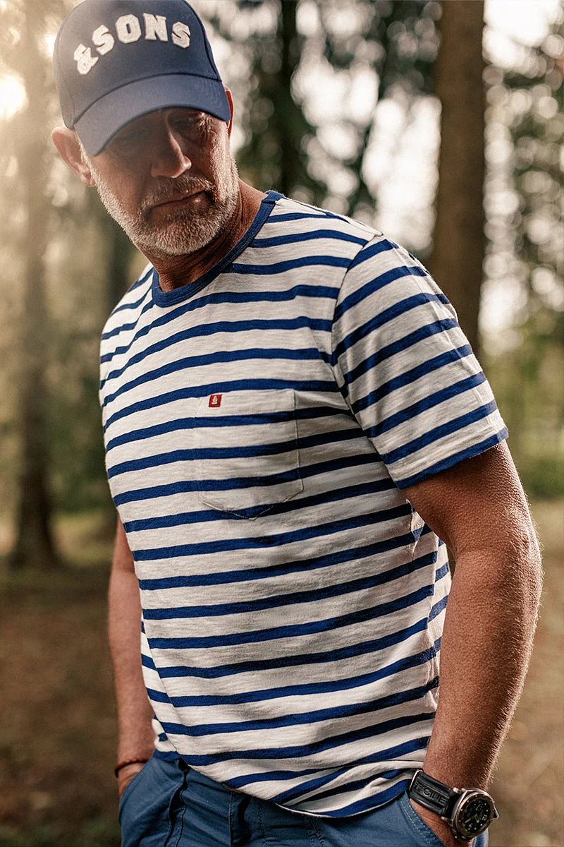 SALVAGE STOCK Breton Striped T Shirt Blue