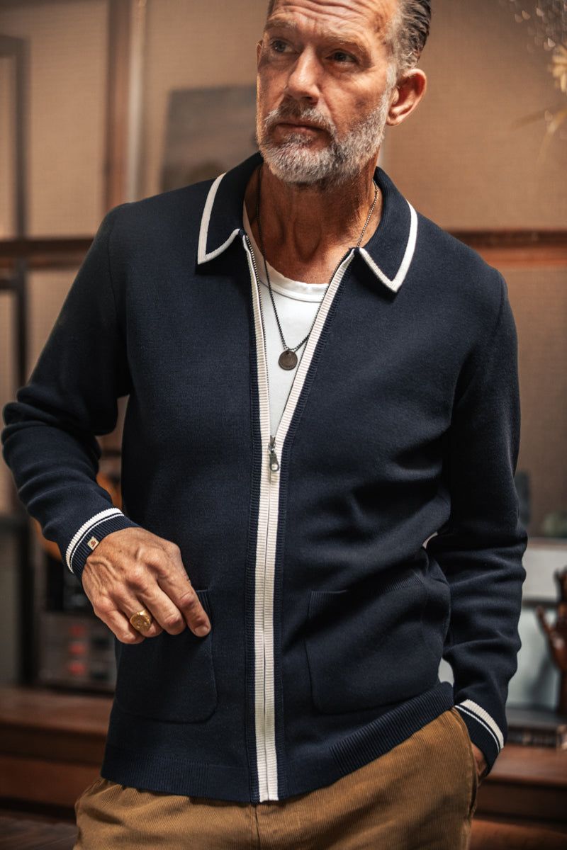 Brunswick Zip-Through Cardigan Navy - M