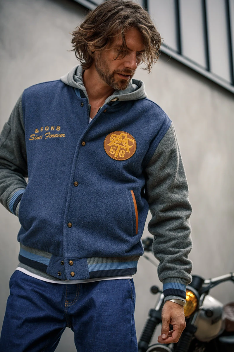 &SONS Moonlight Baseball Jacket Navy