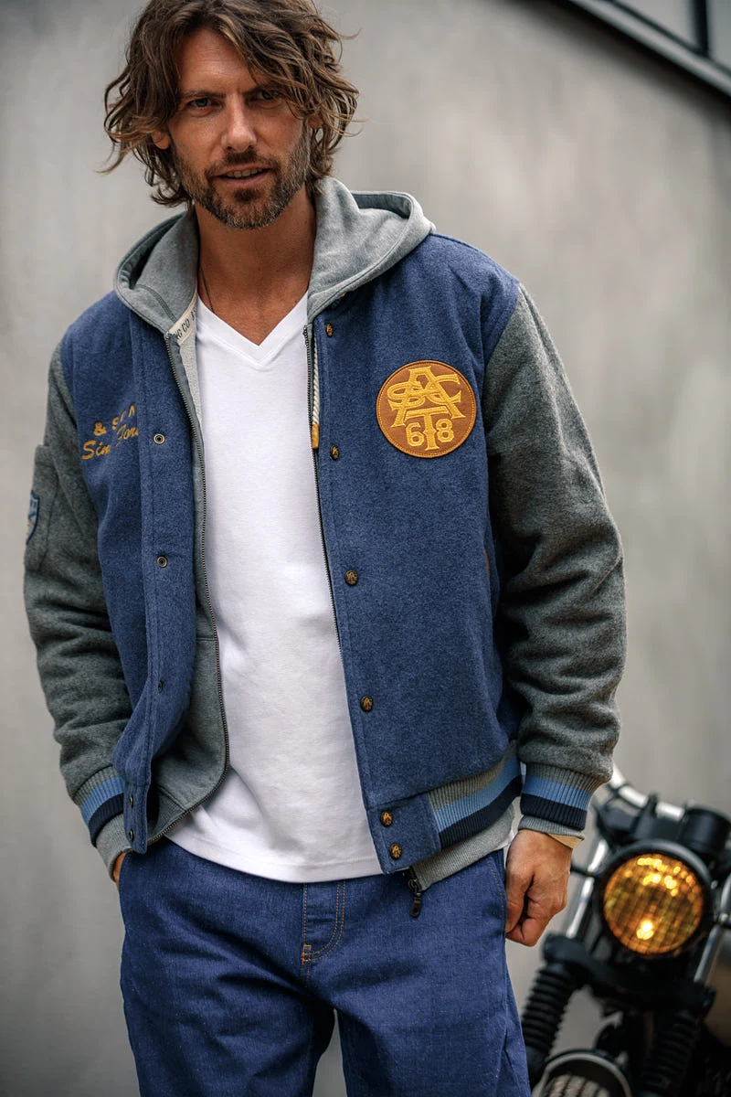 &SONS Moonlight Baseball Jacket Navy