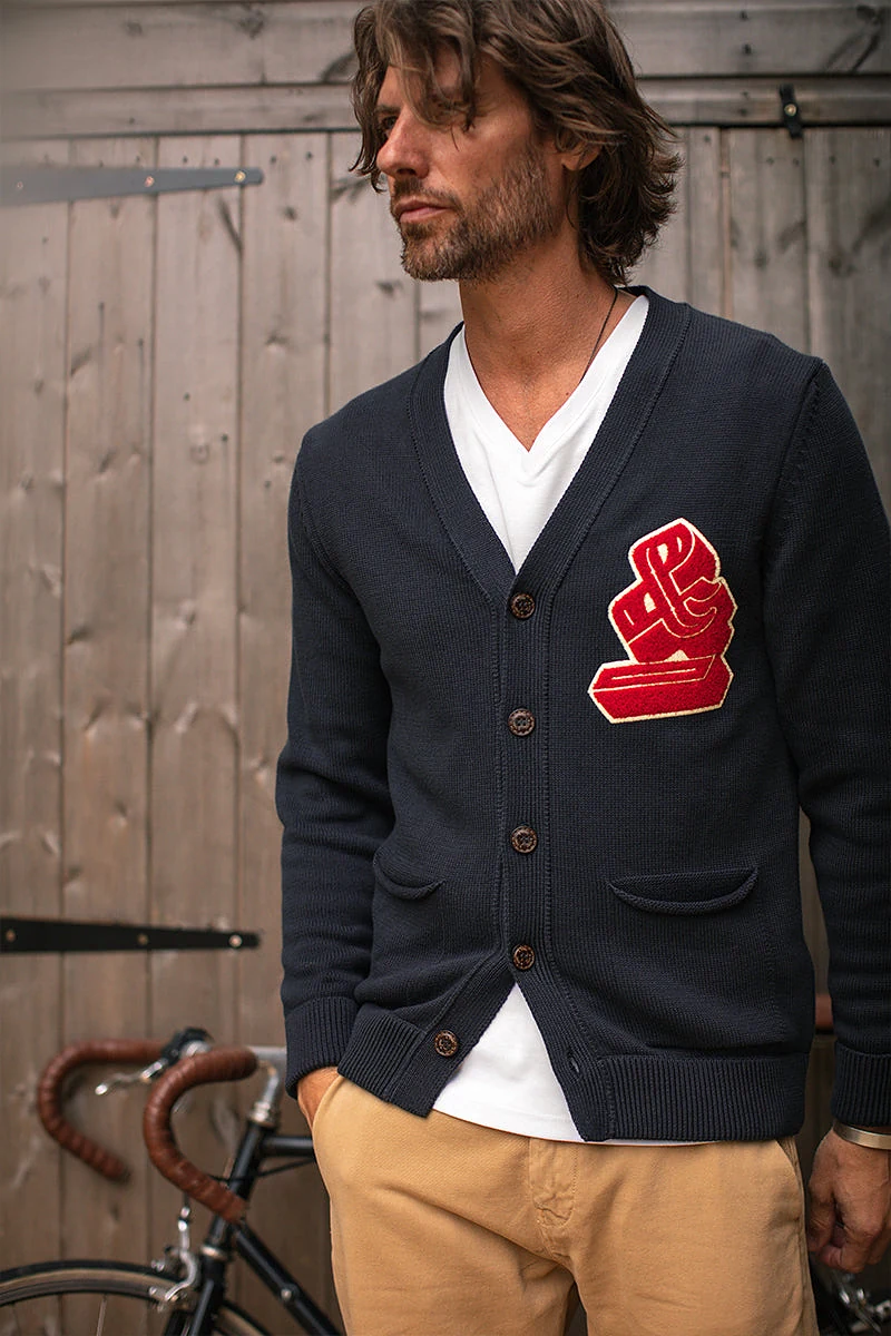 &SONS Varsity Cardigan Navy