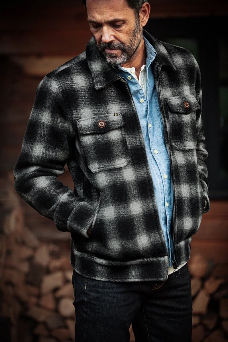 &SONS Cab Coat Grey Check - S