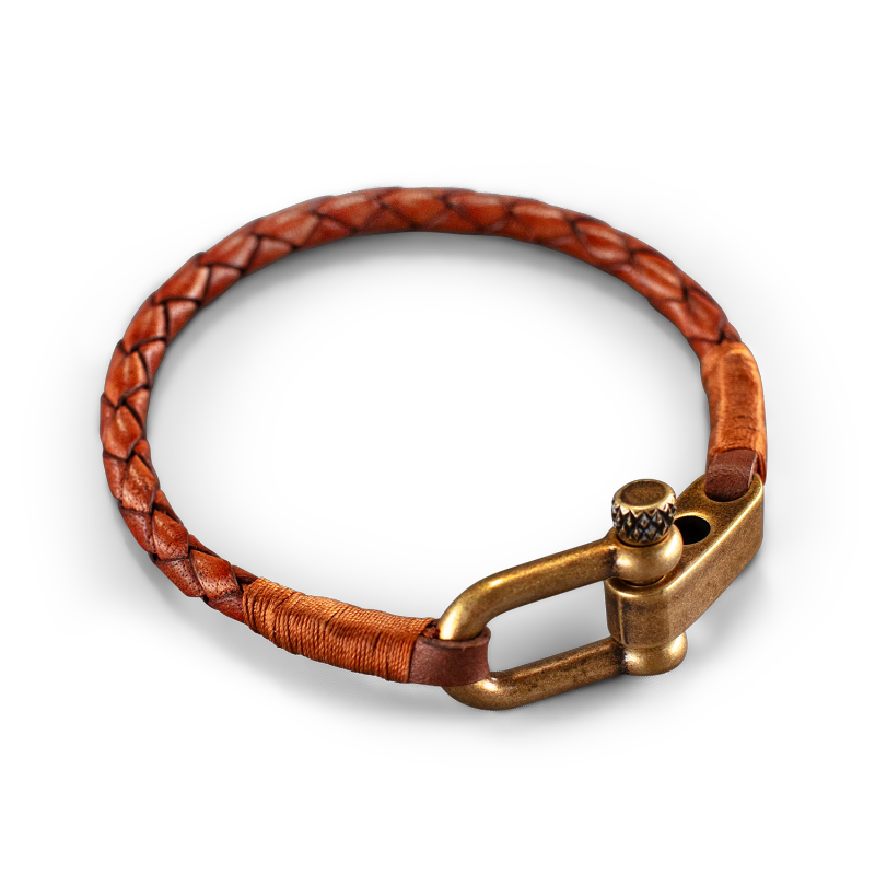 &SONS Leather Twist Braid Bracelet Brown
