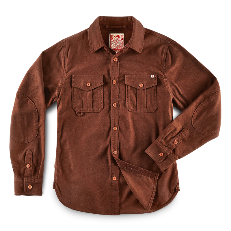 &SONS Lichen Moleskin Chemise Marron