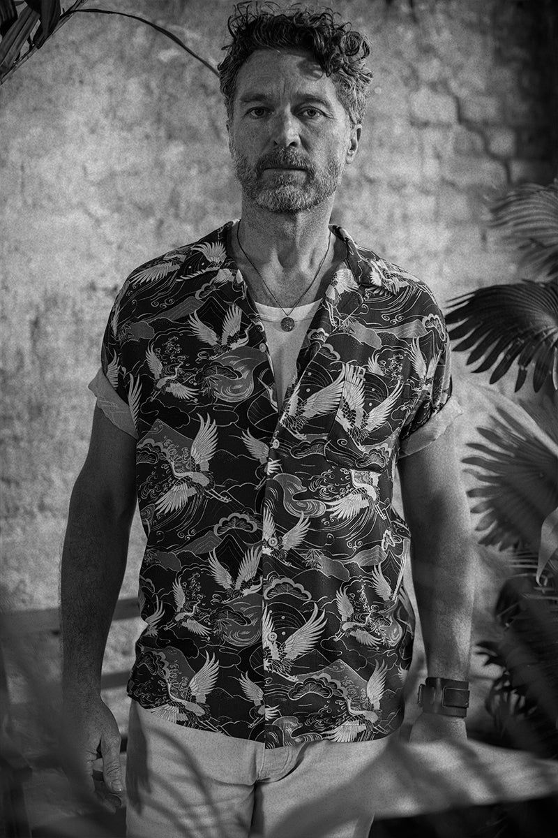 SALVAGE STOCK Aloha Crane Club Shirt Blue - S