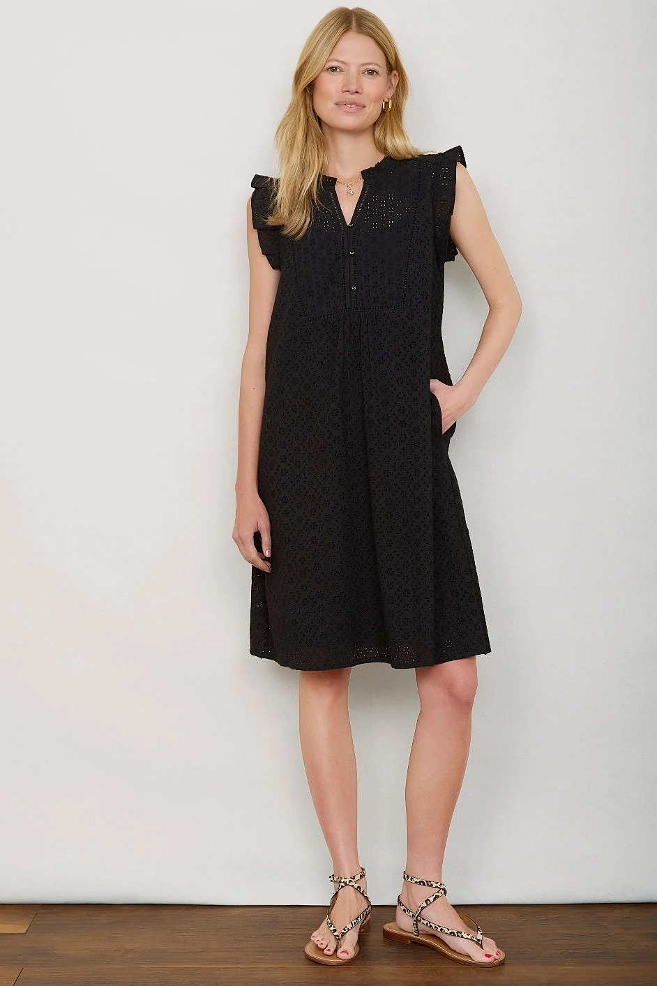 Tabitha Short Broderie Dress - Black - 2R