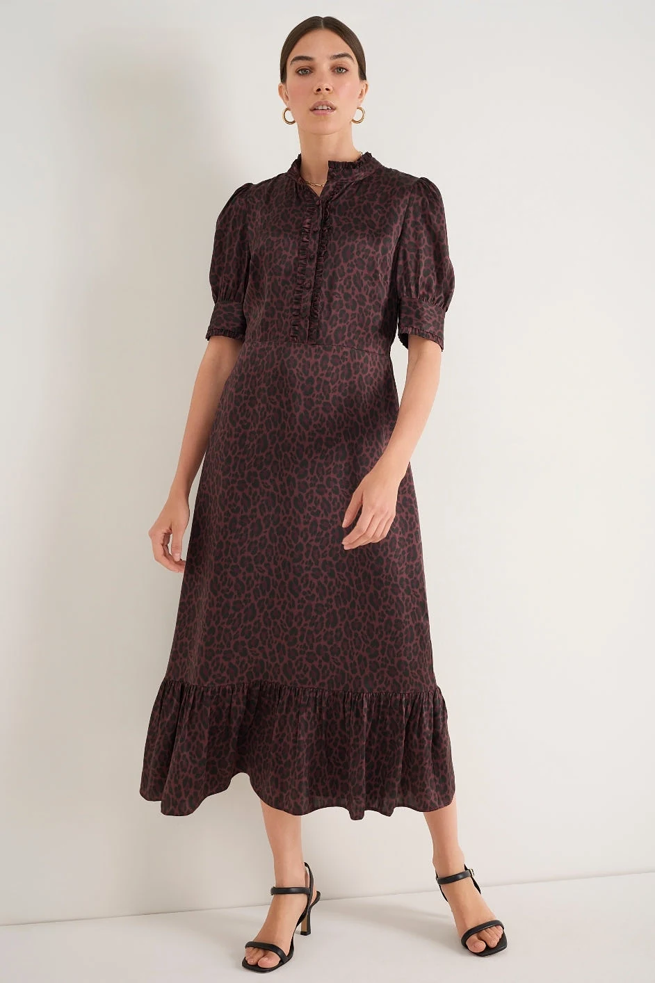 Fabienne Silk Dress - Deep Fig Leopard - 3R