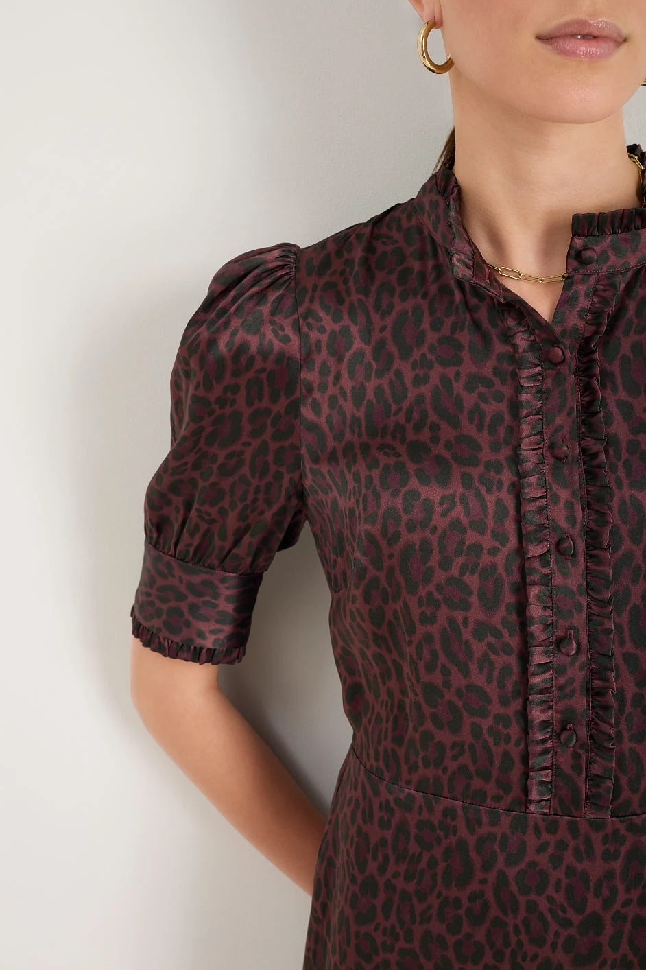 Fabienne Silk Dress - Deep Fig Leopard - 3R