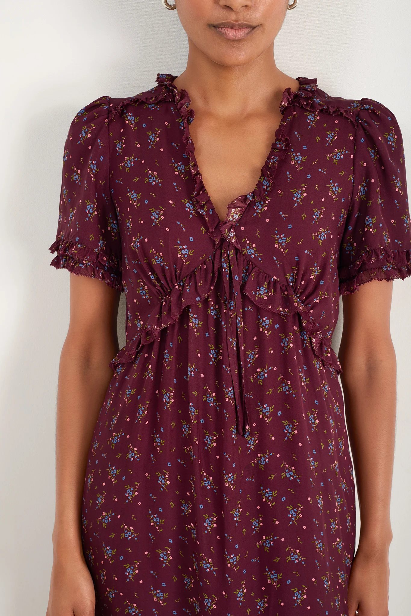 Lyra Silk Dress - Deep Fig Floral