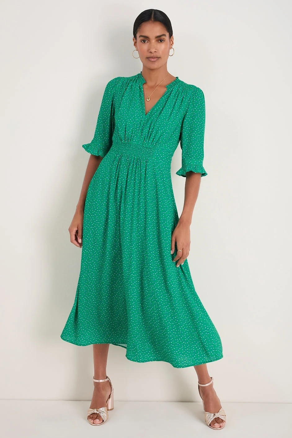Vivien Dress - Jade Green Seed Print - 2L