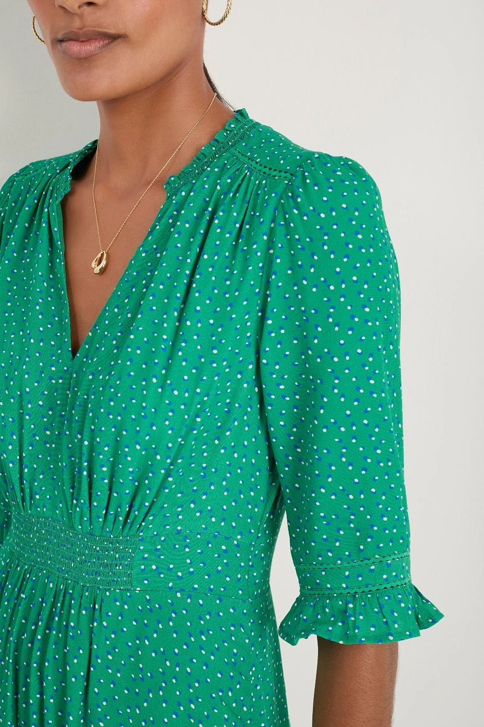Vivien Dress - Jade Green Seed Print - 2L