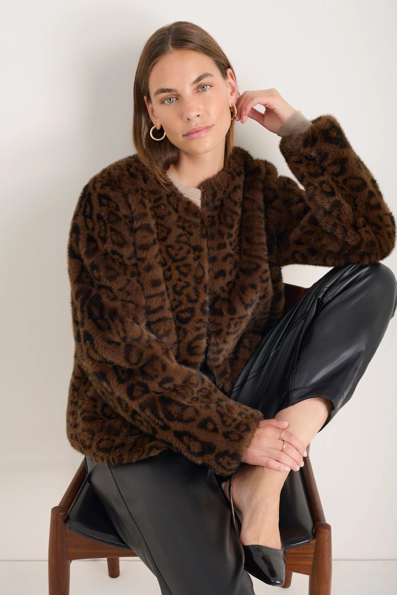 Cameron Faux Fur Jacket - Leopard - S