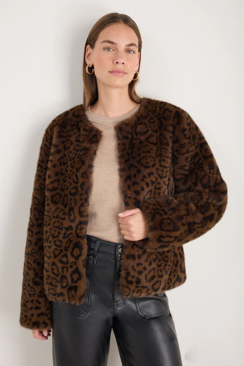 Cameron Faux Fur Jacket - Leopard - S