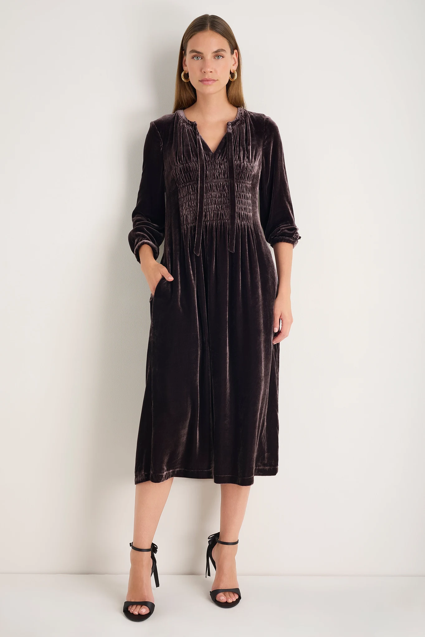 Bree Silk Velvet Dress - Aubergine - 3R