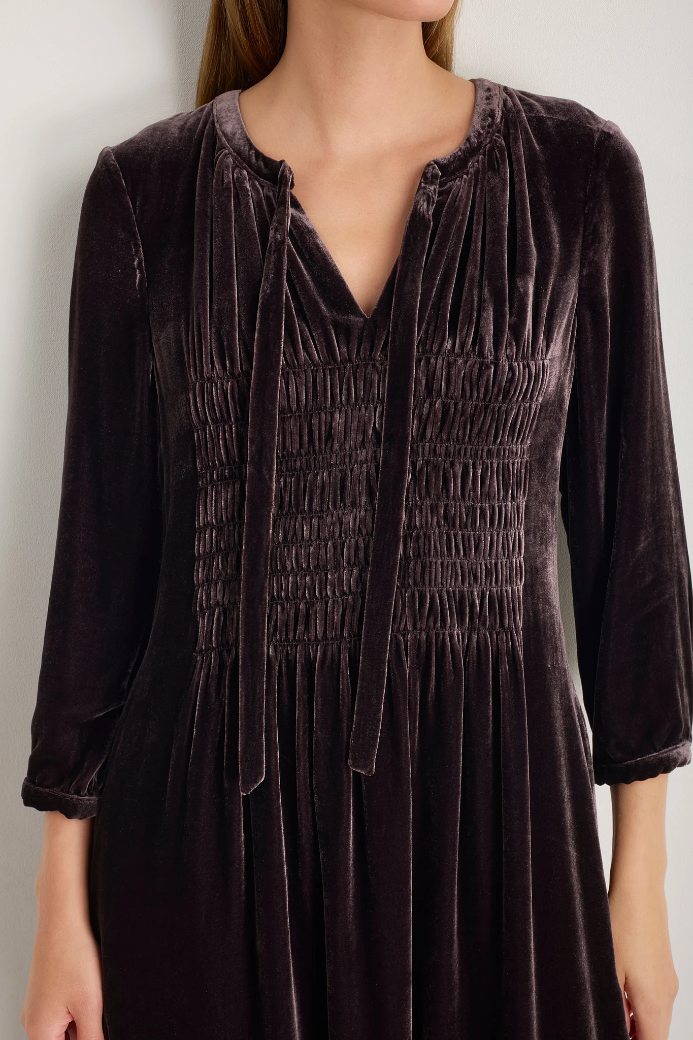 Bree Silk Velvet Dress - Aubergine - 3R