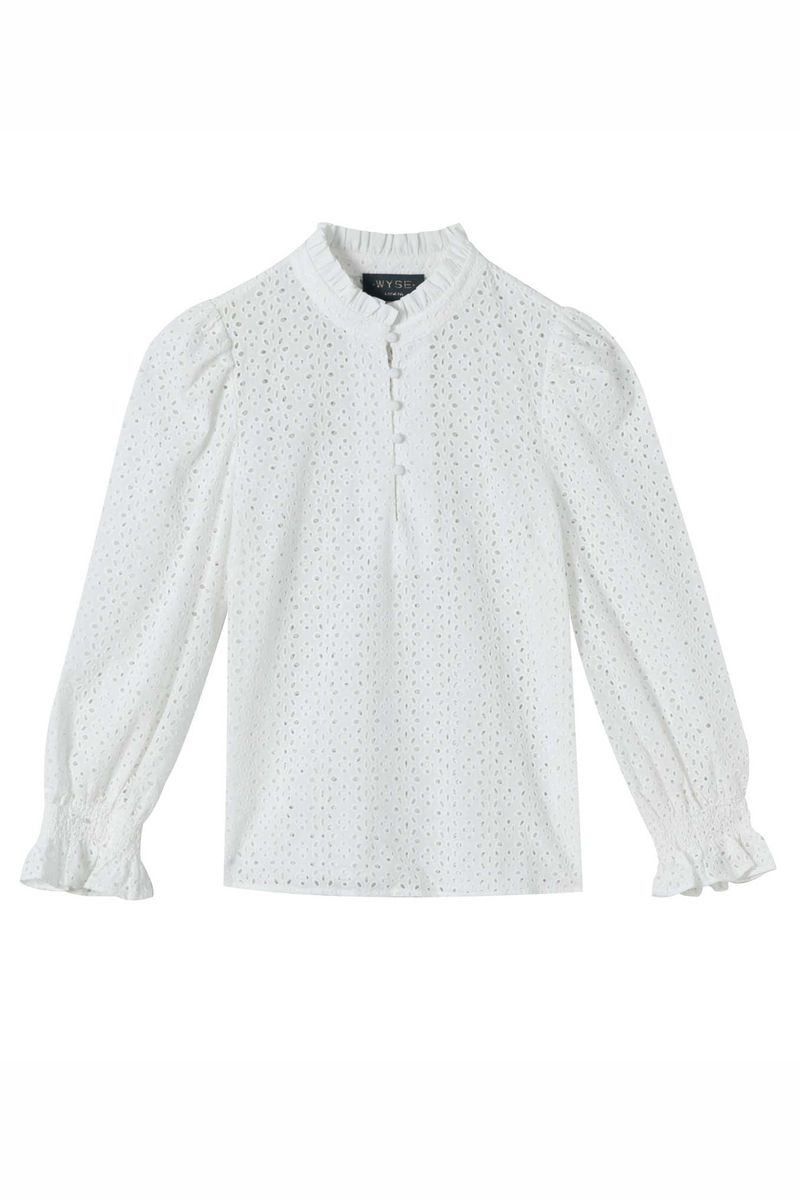 Fran Broderie Blouse - White