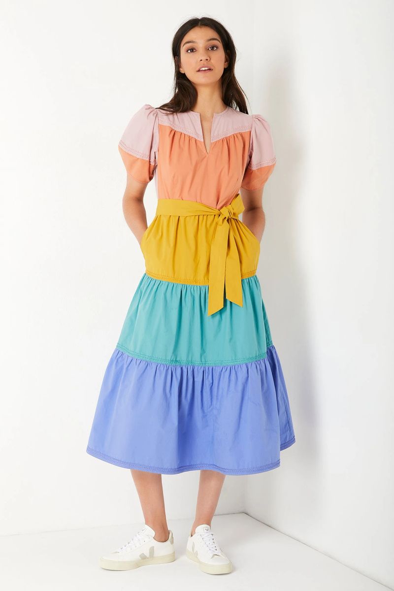 Nadine Rick Rack Trim Tiered Dress - Multi