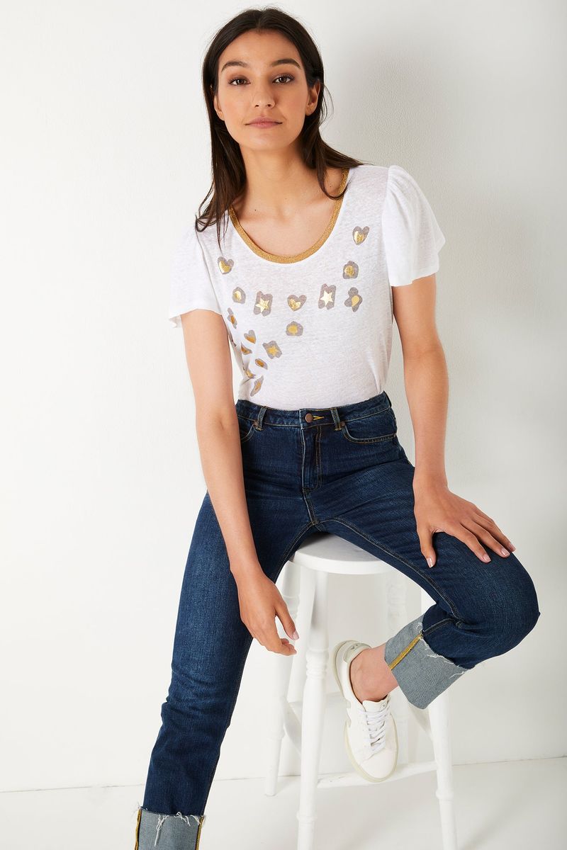 Lily Leopard Foil Print Tee - White